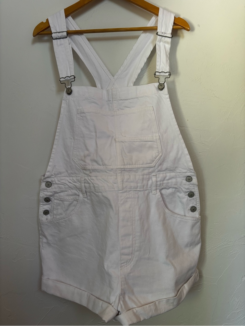 We The Free White Denim Short Overalls Cotton Size Extra Large